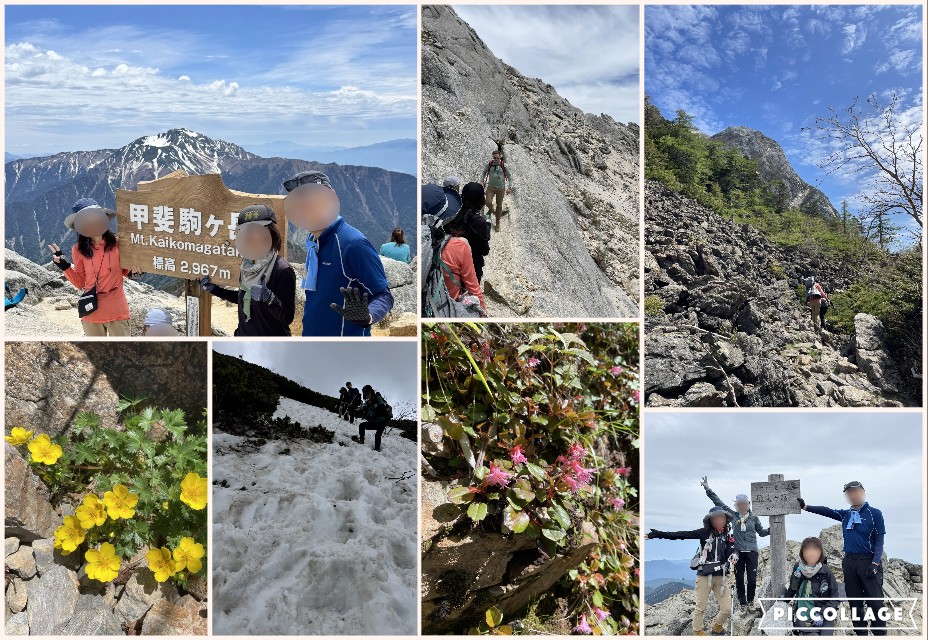 残雪残る仙丈ヶ岳、厳しい岩稜の甲斐駒ヶ岳